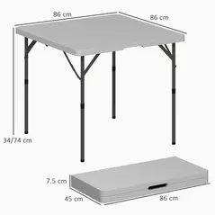 Outsunny 34/74cm Folding Camping Table, with Handle - Grey - 3