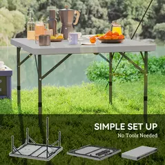 Outsunny 34/74cm Folding Camping Table, with Handle - Grey - 7