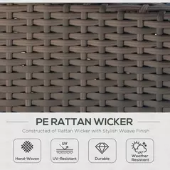 Outsunny Rattan Sofa, 2 Seater Garden Furniture with Soft Padded Cushion and Armrests, Wicker Garden Loveseat for Patio, Mixed Brown - 4