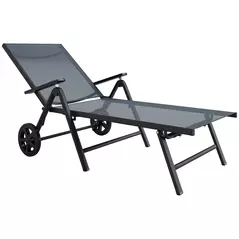 Outsunny Five-Position Reclining Sun Lounger - Grey - 1