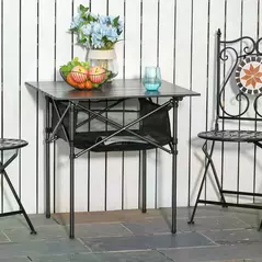 Outsunny Outdoor Folding Camping Table W/ Storage Bag, Portable for Garden Beach Picnic - 2