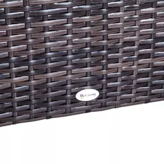 Outsunny 6 PC Rattan Sofa Coffee Table Set Sectional Wicker Weave Furniture for Garden Outdoor Conservatory w/ Pillow Cushion Brown - 8