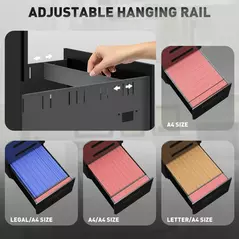 Vinsetto Three-Drawer Steel Filing Cabinet - Black - 5