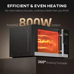 HOMCOM 23L 800W Microwave Oven, Digital Solo Microwave with 10 Power Levels, Automatic Defrost, 8 Auto Cook Menus, 60 Minutes Timer, Clock, Easy Clean, Small Black Microwave - 7