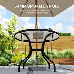 Outsunny Tempered Glass Top Round Outdoor Dining Table with Parasol Hole, 96.5 x 96.5 x 71 cm - 5