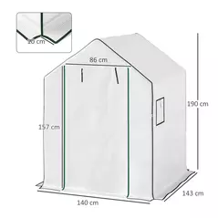 Outsunny 143 x 140cm Walk-In Greenhouse, with Accessories - White - 3
