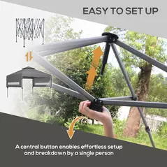 Outsunny 3 x 3m Height Adjustable Pop-Up Gazebo, with Accessories - Grey - 7