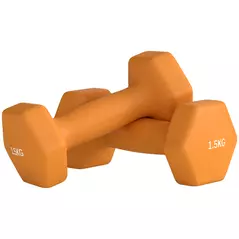 SPORTNOW 2 x 1.5kg Hexagonal Dumbbells Weights Set with Non-Slip Grip for Home Gym Workout, Orange - 1
