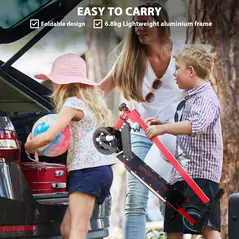 SPORTNOW Folding Electric Scooter for Kids, with Dual Brakes, Front Suspension, LED Colourful Lights, Red - 8