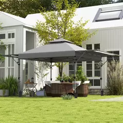 Outsunny 3 x 3m Height Adjustable Pop-Up Gazebo, with Accessories - Grey - 2