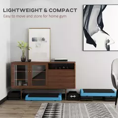 SPORTNOW Adjustable Fitness Stepper, with Non-Slip Surface, for Home, Gym, Office Workout, Light Blue - 6