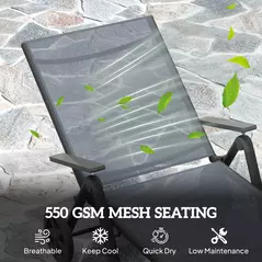 Outsunny Five-Position Reclining Sun Lounger - Grey - 6