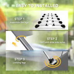 Outsunny Lightweight Camping Bed, Aluminium Portable Camp Cot w/ Strong Support 150kg and Carry Bag for Camping, Dark Grey - 5