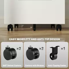 Vinsetto Three-Drawer Steel Filing Cabinet - White - 7