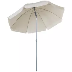 Outsunny 2.2m Beach Umbrella, Portable Parasol with Tilting Function, Outdoor Sunshade Shelter with 8 Ribs for Garden, Pool and Patio, Cream White - 1