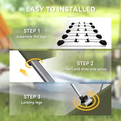 Outsunny Lightweight Camping Bed, Aluminium Portable Camp Cot w/ Strong Support 150kg and Carry Bag for Camping, Dark Green - 5