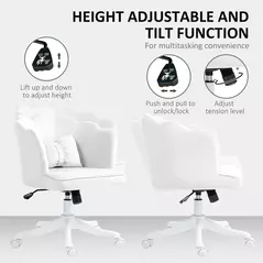HOMCOM Velvet-Feel Petal Back Office Chair - White - 6