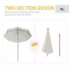 Outsunny 2.2m Beach Umbrella, Portable Parasol with Tilting Function, Outdoor Sunshade Shelter with 8 Ribs for Garden, Pool and Patio, Cream White - 5
