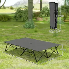 Outsunny Double Camping Cot Bed, with Bag - Charcoal Grey - 3