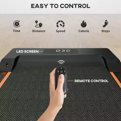 SPORTNOW 2.5HP Walking Pad, 1-6km/h Folding Treadmill with Remote Control and LED Display for Home Gym Office, Orange - 6