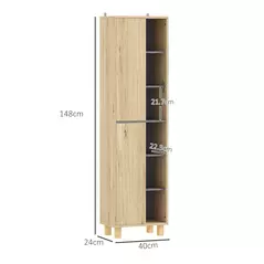 HOMCOM Multi-Storage Slim Bathroom Cabinet - Wood-Effect - 3