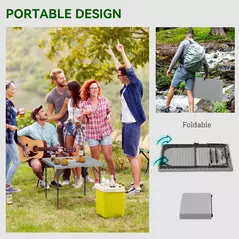 Outsunny 34/74cm Folding Camping Table, with Handle - Grey - 4