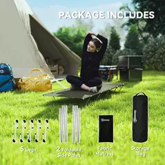 Outsunny Lightweight Camping Bed, Aluminium Portable Camp Cot w/ Strong Support 150kg and Carry Bag for Camping, Dark Green - 6