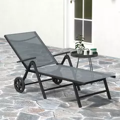 Outsunny Five-Position Reclining Sun Lounger - Grey - 8