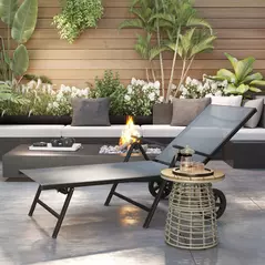 Outsunny Five-Position Reclining Sun Lounger - Grey - 9