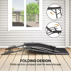 Outsunny Set of Two Adjustable Back Sun Loungers - Black - 7