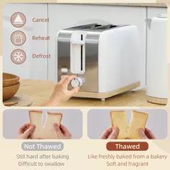 HOMCOM Stainless Steel Kettle and Toaster Set, 1.7L 3000W Fast Boil Kettle & 2 Slice Toaster Kitchen Set with 7 Level Browning Controls, Defrost, Reheat, Auto Off, Boil-dry Protection, White - 5