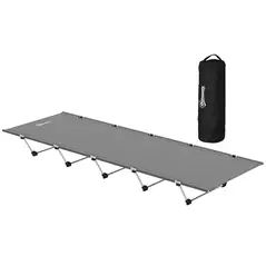Outsunny Lightweight Camping Bed, Aluminium Portable Camp Cot w/ Strong Support 150kg and Carry Bag for Camping, Dark Grey - 1