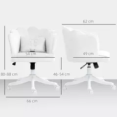 HOMCOM Velvet-Feel Petal Back Office Chair - White - 3