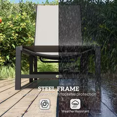 Outsunny Folding Sun Lounger Set of 2, 5-Position Adjustable Reclining Garden Loungers, Garden Chaise Lounge Sunbed Recliner Chairs with Steel Frame for Beach, Porch, Patio, Camping, Light Grey - 7