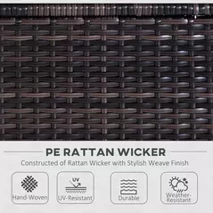 Outsunny 6 PC Rattan Sofa Coffee Table Set Sectional Wicker Weave Furniture for Garden Outdoor Conservatory w/ Pillow Cushion Brown - 4