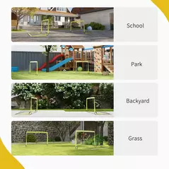 HOMCOM Two Football Goal Nets, Foldable Outdoor Sport Training Equipment, for Teens, Adults, with Carrying Bag, Yellow - 6