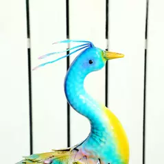 Outsunny Peacock Garden Statue, Standing Garden Ornament, Metal Garden Gift with Stakes for Patio Pond Landscape Decoration, Multi-Colour - 7