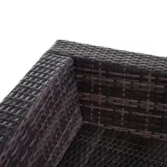 Outsunny 6 PC Rattan Sofa Coffee Table Set Sectional Wicker Weave Furniture for Garden Outdoor Conservatory w/ Pillow Cushion Brown - 9