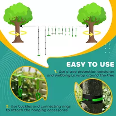 AIYAPLAY Obstacle course for Kids, with 10-Piece Slackline Kit with Monkey Bars, Gym Rings, Rope Ladder, Nest Swing, Hanging Tray - 5