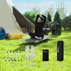 Outsunny Lightweight Camping Bed, Aluminium Portable Camp Cot w/ Strong Support 150kg and Carry Bag for Camping, Dark Grey - 6