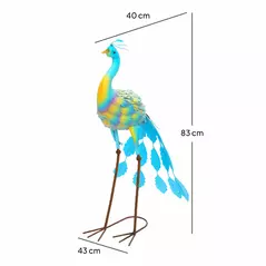 Outsunny Peacock Garden Statue, Standing Garden Ornament, Metal Garden Gift with Stakes for Patio Pond Landscape Decoration, Multi-Colour - 3