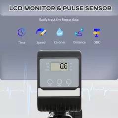 HOMCOM Recumbent Exercise Bike Recovery Exerciser, 8-Level Magnetic Resistance Stationary Bike with Pad Holder, LCD Monitor, for Indoor Cardio Workout, Black - 4