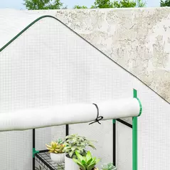 Outsunny 143 x 140cm Walk-In Greenhouse, with Accessories - White - 9