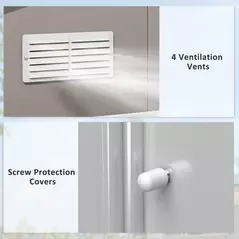 Outsunny 13 x 11ft Large Garden Shed, Mental Garden Storage Shed with Foundation Kit Ventilation & Doors, Light Grey - 7