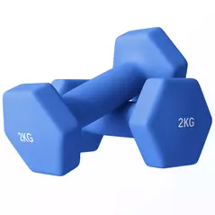 SPORTNOW 2 x 2kg Hexagonal Dumbbells Weights Set with Non-Slip Grip for Home Gym Workout, Blue - 1