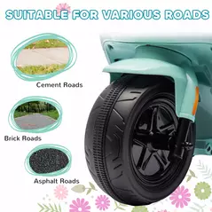 AIYAPLAY 6V Ride on Motorbike, Kids Electric Motorbike w/ Headlights, Music, Training Wheels, for Ages 18-36 Months, Green - 8