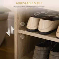 HOMCOM Shoes Cabinet Bench Hidden Storage Padded Seat Organiser Footwear Rack Hallway Oak Tone - 7