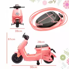 AIYAPLAY 6V Ride on Motorbike, Kids Electric Motorbike w/ Headlights, Music, Training Wheels, for Ages 18-36 Months, Pink - 3