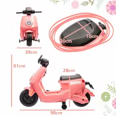 AIYAPLAY 6V Ride on Motorbike, Kids Electric Motorbike w/ Headlights, Music, Training Wheels, for Ages 18-36 Months, Pink - 3