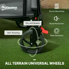 Outsunny Festival Trolley on Wheels, 150L Folding Camping Trolley Cart with Openable Sides, Adjustable Handle and Brakes for Shopping Beach Garden Fishing, Grey - 5